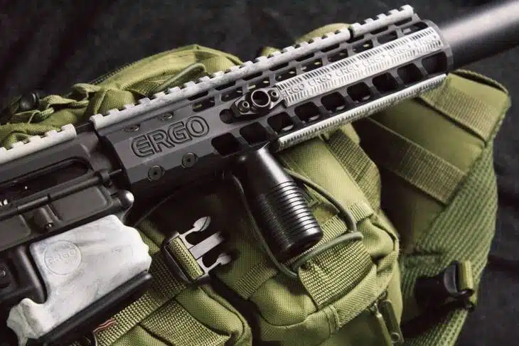Tactical black M-LOK rail covers for enhanced grip and customization on firearms.