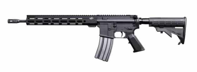 Sleek modular semi-automatic rifle with adjustable stock, ideal for tactical and sporting use.