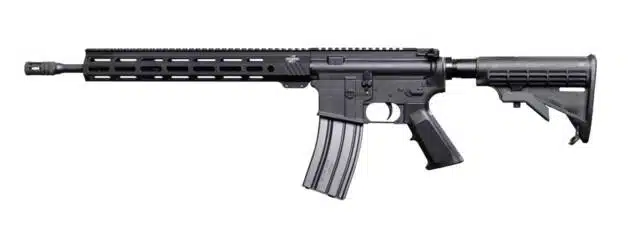 Sleek modular semi-automatic rifle with adjustable stock, ideal for tactical and sporting use.