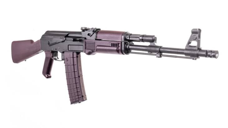Arsenal SAM5 Semi-Auto Rifle with Plum Furniture, durable design for tactical performance and customization.