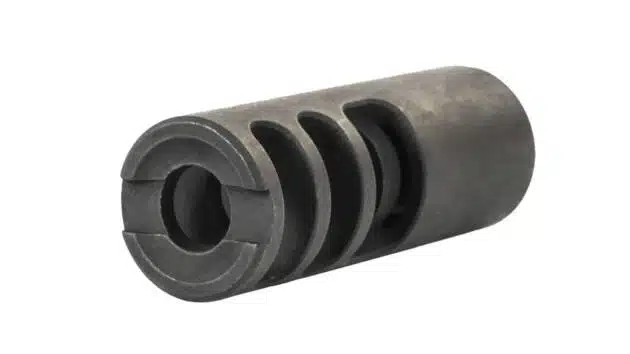 Arsenal AK-20 Muzzle Brake for 7.62x39, 14x1mm threads, stainless steel, reduces recoil, enhances accuracy.