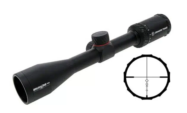 Tactical rifle scope with adjustable reticle, ideal for precision shooting in low-light conditions.
