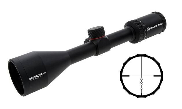 Durable matte black rifle scope with large lens and adjustable reticle for precision shooting.