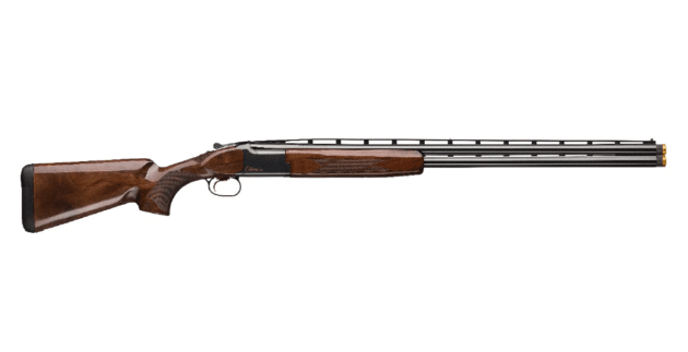 Sleek double-barrel shotgun with polished steel and walnut stock, perfect for hunters and collectors.