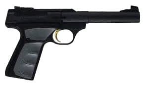 Sleek matte black semi-automatic pistol with textured grip for precision and improved handling.