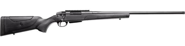 Sleek precision rifle with ergonomic design, lightweight stock, and integrated optics rail for enhanced accuracy.