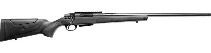 Sleek precision rifle with ergonomic design, lightweight stock, and integrated optics rail for enhanced accuracy.