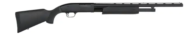 Modern matte black tactical shotgun for hunting and sport shooting with ergonomic design and comfort.