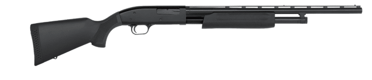 Modern matte black tactical shotgun for hunting and sport shooting with ergonomic design and comfort.