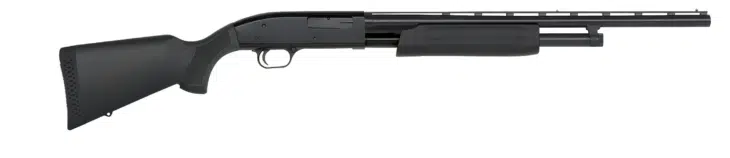 Modern matte black tactical shotgun for hunting and sport shooting with ergonomic design and comfort.