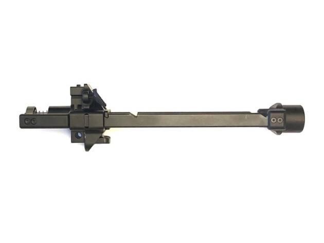 Sleek matte black firearm barrel assembly, designed for precision and compatibility with advanced systems.