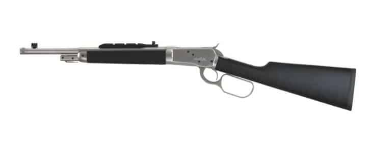 Elegant polished lever-action rifle with ergonomic stock, perfect for hunting and sport shooting.