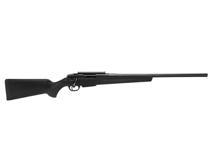 Modern bolt-action rifle with matte finish, ergonomic stock, and integrated optics rail for precision shooting.