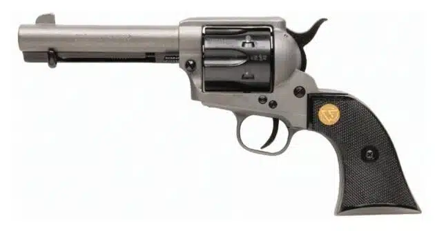 Timeless stainless steel revolver with a textured grip for superior control and reliability.