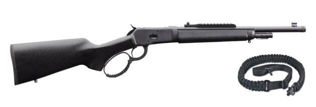 Sleek black tactical rifle with sling, perfect for precision shooting and enhanced outdoor performance.