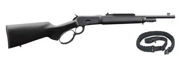 Sleek black tactical rifle with sling, perfect for precision shooting and enhanced outdoor performance.