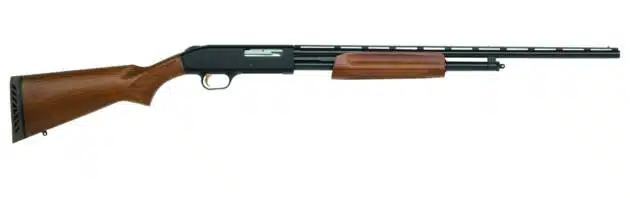 Sleek Model 50104 shotgun with polished wood stock and matte black metal barrel for versatile performance.
