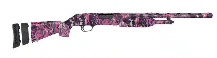Vibrant pink camo shotgun: stylish, ergonomic design for hunting and personal collections.
