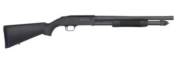 Sleek black shotgun designed for sport shooting and home defense, ensuring versatility and reliability.