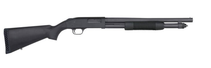 Sleek black shotgun designed for sport shooting and home defense, ensuring versatility and reliability.