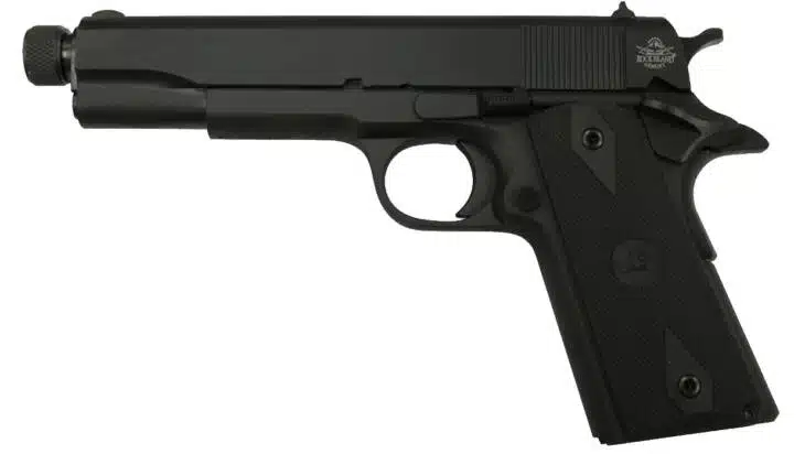 Compact semi-automatic pistol with tactical design, ergonomic grip, and reliable performance for diverse users.