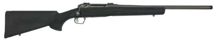 Sleek matte black rifle with long barrel and ergonomic stock for precision shooting.