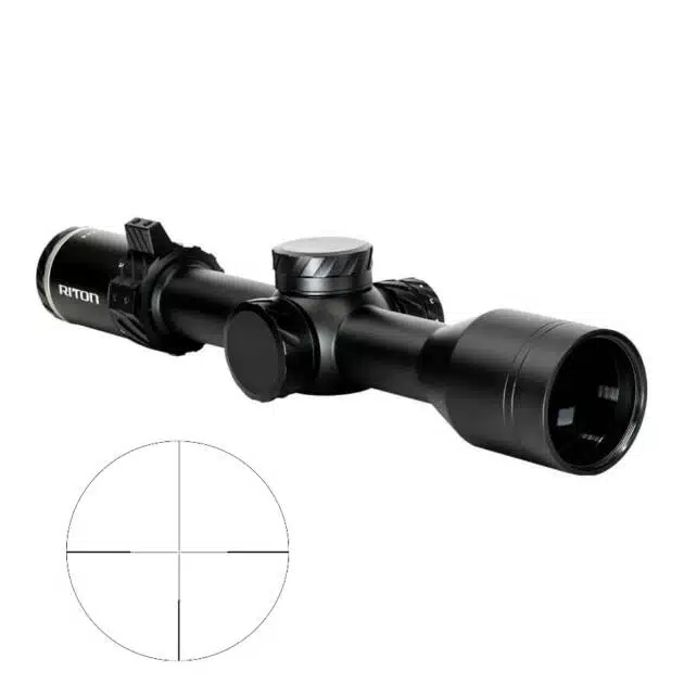Sleek matte black rifle scope with adjustable reticle for accurate shooting in tough conditions.