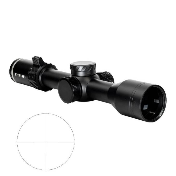 Sleek matte black rifle scope with adjustable reticle for accurate shooting in tough conditions.