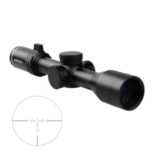Matte black riflescope for precision aiming, featuring large lens and ergonomic controls for hunters.