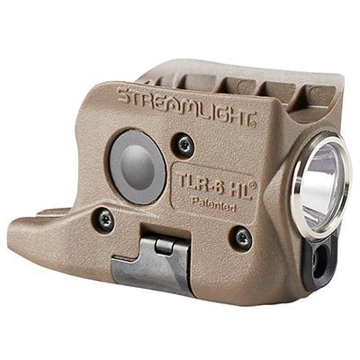 Streamlight TLR-8 HL: compact handgun tactical light with integrated laser for low-light accuracy.