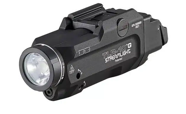 Durable compact tactical flashlight with powerful LED and versatile mounting for outdoor and tactical use.