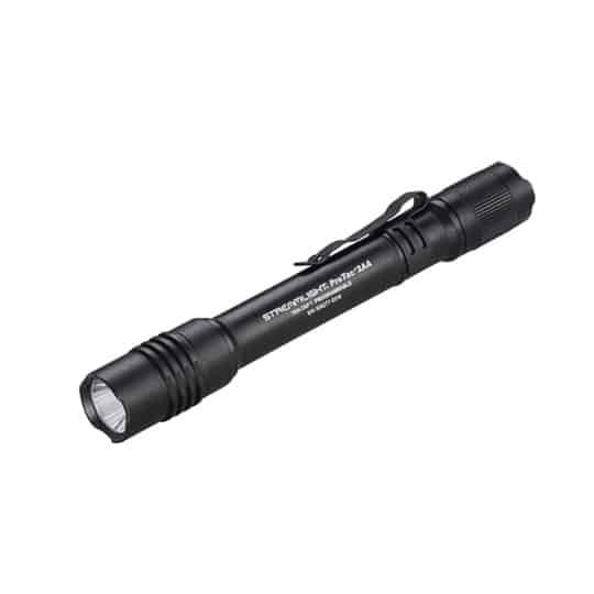 Sleek black LED flashlight with ergonomic grip, clip, and durable design for reliable everyday use.