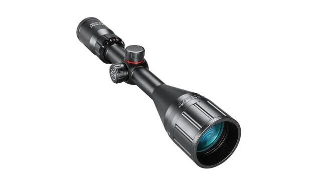 Sleek matte black rifle scope with adjustable knobs for precision shooting in any environment.