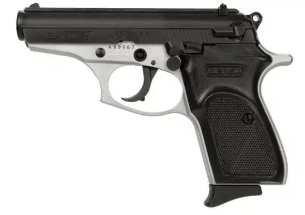 Compact BST22DT pistol with ergonomic grip for secure handling and personal defense.