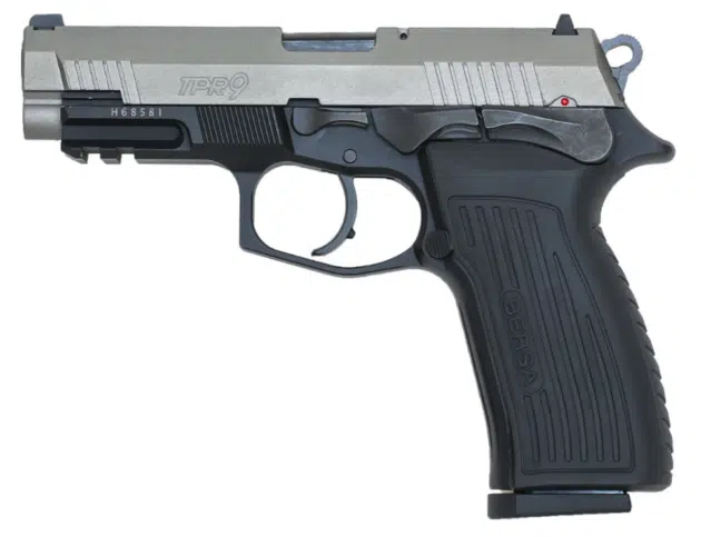 BSTPR9DT semi-automatic pistol with two-tone finish, ergonomic grip, and smooth double-action trigger.