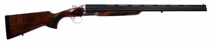 Classic break-action shotgun with polished metal barrel and elegant wooden stock for precision shooting.