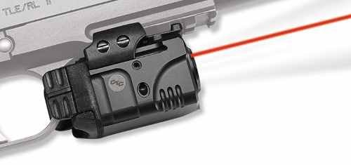 Compact red laser sight for handguns, enhancing accuracy and precision in defense and competitive shooting.