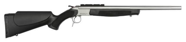 Sleek stainless steel shotgun with ergonomic stock and scope mount, ideal for sports and hunting.