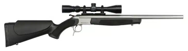 Sleek CVCR4816SSC rifle with telescopic sight and ergonomic matte black stock for precision shooting.