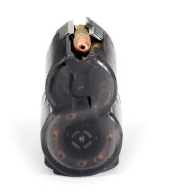 High-capacity Helix double-stack magazine for firearms, offering durability and efficient reloading.