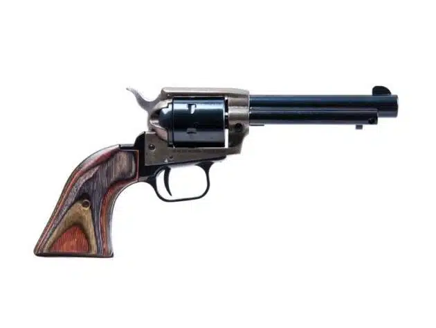 Classic black revolver with wooden grip, showcasing premium craftsmanship and Old West heritage.