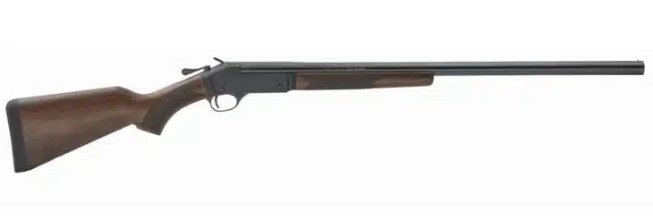 Classic single-shot shotgun with matte black barrel and elegant wooden stock for hunting and target shooting.