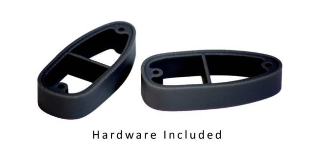 Durable black rubber hardware components with cut-out slots for easy DIY integration and repairs.