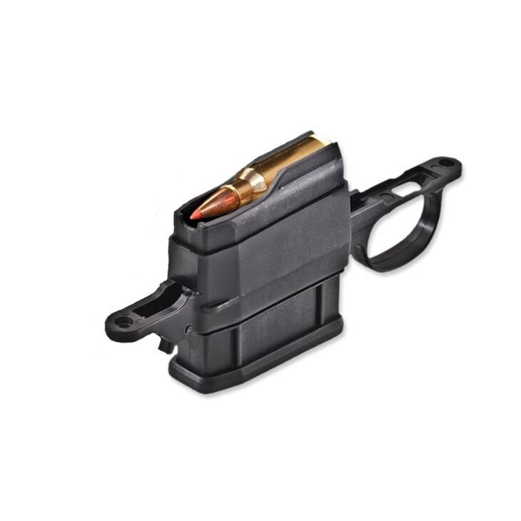 Lightweight polymer magazine for bolt-action and semi-automatic rifles, ideal for hunting and sport shooting.