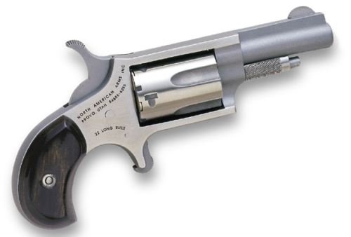 Sleek silver revolver model NONAA22LLR, designed for compact concealability and effective self-defense.