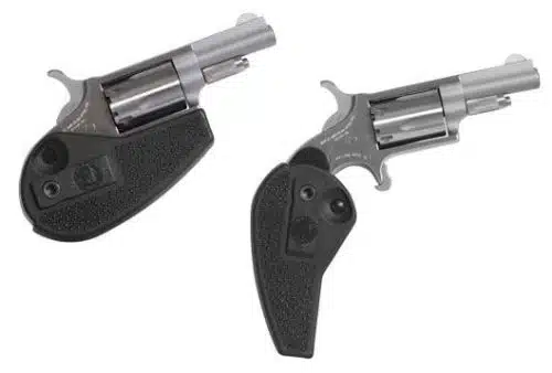 Sleek compact silver revolvers designed for effective personal defense and easy concealment.