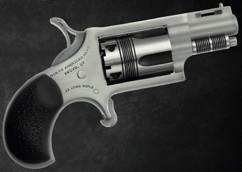 Detailed cutaway of a compact revolver highlighting its innovative design and internal mechanisms.