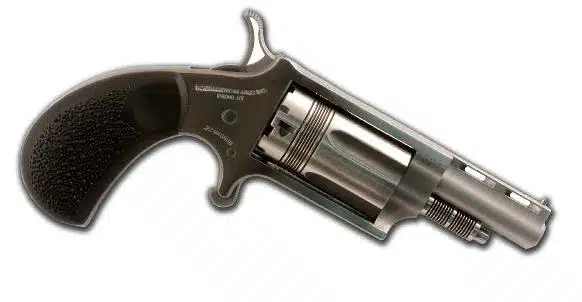 Polished silver revolver with textured grip and modern safety features for collectors and enthusiasts.