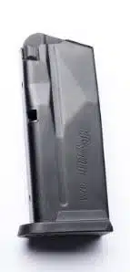 Durable black polymer magazine with round indicator, ideal for semi-automatic firearm performance.