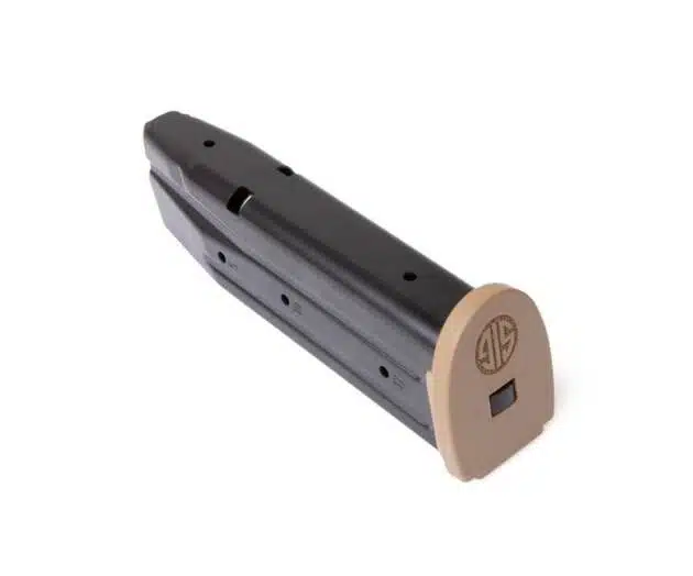 Durable F917 Coyote semi-automatic pistol magazine with ergonomic design and visible round cutouts.